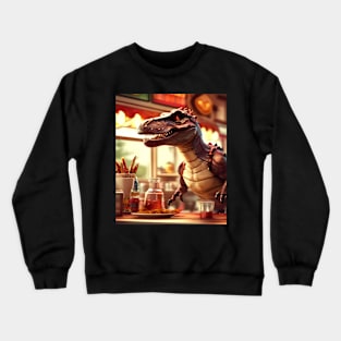 Dinosaur Diner, Graphic Design With Animals Crewneck Sweatshirt